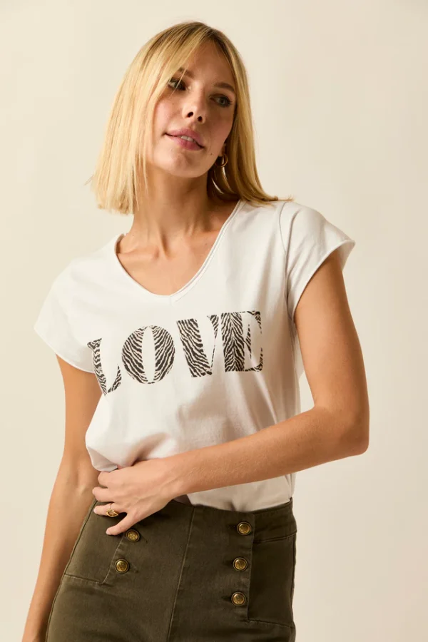 Camiseta básica Love print cebra